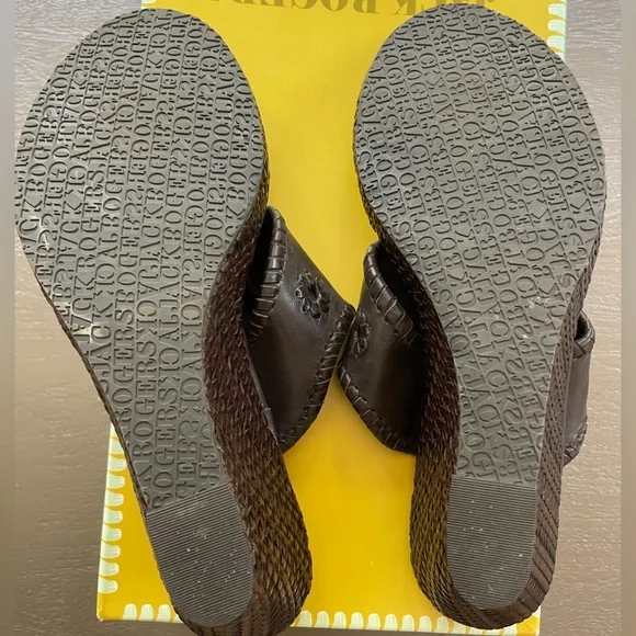 Jack Rogers Del Mar Mid Caned Wedge Sandal, dark brown, size 9 - Picture 4 of 6